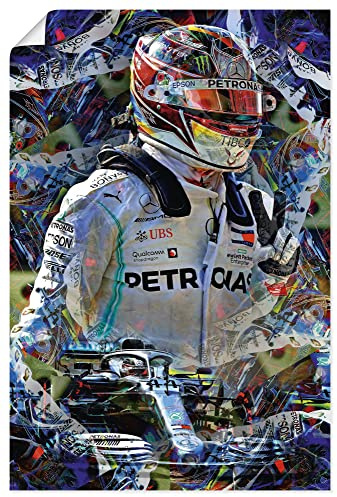 ARTLAND Wanddeko Poster & Kunstdrucke Wandposter 80x120 cm Hochformat Lewis Hamilton Weltmeister Mercedes Rennfahrer Auto Formel 1 Rennen Sport U3UE