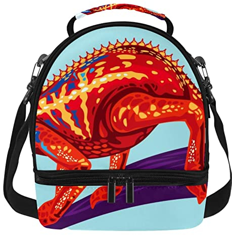 Lonchera reutilizable con aislamiento de doble cubierta, bolsa de asas para camaleón, fantasía, selva tropical, paquete de comida para oficina, trabajo, escuela, picnic