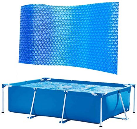 Gereton Piscina Solar Rectangular, Protección UV Película Aislamiento Térmico Burbujas Manta Retención Calor, Manta Solar Piscina para Piscina Marco Exterior Interior
