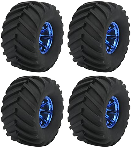 Sechskantfelgen Gummireifen, 4 Stück Durchmesser 5,3 Zoll/ 135 Mm Gummi 1/10 RC Autoreifen und Felgen Schaumstoffeinsätze 12 Mm Sechskantnabe, Sechskantfelgen und Gummireifen für RC 1/10 Monster Truck