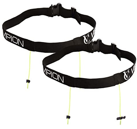 VeloChampion Running Waistpack Belt – Elastischer Stretch-Gürtel mit Clip-Verschluss für Triathlon, Marathon, Radfahren und Startnummernhalter (Kinder/XS Erwachsene, 2)