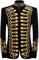 PYJTRL Herren Blazer/Anzugjacke mit goldfarbener Stickerei, Schwarz(M,Schwarz/Goldfarben)