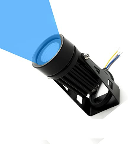 Partenopea® Proiettore Led Cob da esterno faretto orientabile fissaggio a parete luce per giardino, cespugli, statue, fontane, mura IP65 (Nero luce blu, 3.5w)
