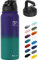 Fanhaw 600ml Insulated Stainless Steel Water Bottle with 2 Lids - Leak & Sweat Proof with Anti-Dust Lid (Purple Green)
