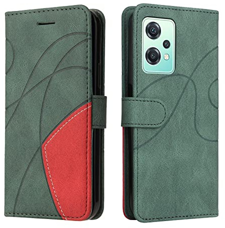 Fatcatparadise Kompatibel mit OnePlus Nord CE 2 Lite 5G Hülle, Leder PU Brieftasche Handyhülle Flip Case Silikon Bumper Schutzhülle Klapphülle.Lederhülle mit Kartenfächern und Standfunktion (Grün)