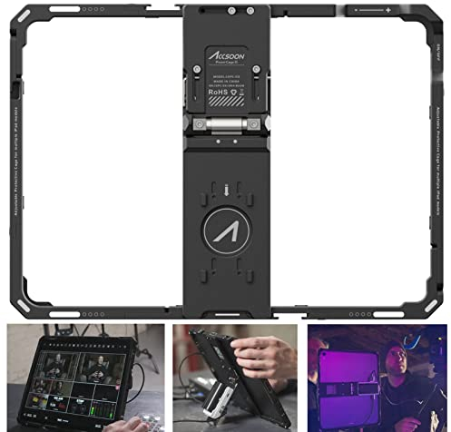 Accsoon Power Cage II pour iPad Gen 5 6 7 8 9 10/Air - Gen 3 4 5/Pro 9.7,10.5,11 Pouces (Gen 1 2 3 4) pour Red Komodo Gimbal SLR Mirrorless Cameras Wireless Transmission and Display Kit.