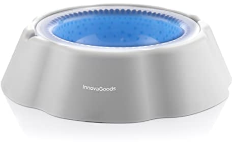 InnovaGoods - Gamelle Rafraîchissante Freshty, Bol avec Gel pour Eau Fraîche 5h, Démontable, Hydratation Été, Gris/Bleu, Polypropylène/Gel Réfrigérant