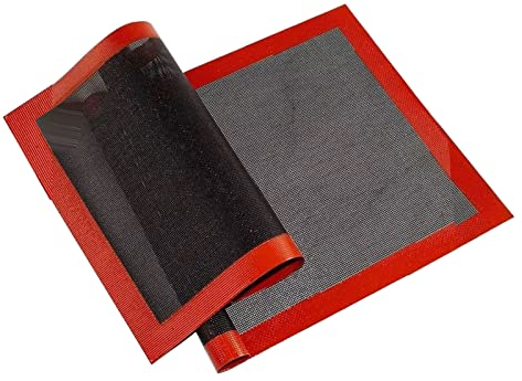 Tapis en Silicone 2 Pièces, Tapis en Silicone microperforé en Fibre de Verre, Non Toxique, Inodore, Tapis de Cuisson, Résistant à la Chaleur, Four ou Revêtement de Casserole,