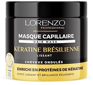 Lorenzo - Masque Capillaire Réparateur à la Kératine Brésilienne pour Cheveux Abîmés - Nourrissant - Sans Sulfate, Paraben, Silicone, Colorant - 500ml