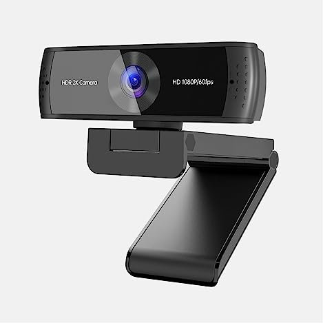 EBAYTV Webcam, Webcam 1080P 60FPS 2K HDR caméra Web autofocus avec Double glissière de Couverture de micros for la Diffusion en Direct Comprend Un trépied
