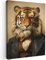 MuchoWow© Impressions sur Toile 50x70 cm Deco Tableau Murale Decoration Salon Peinture Tableaux Chambre Toiles Maison Vintage - Tigre - Costume - Beige - Animaux