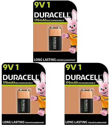 Duracell Rechargeable 9V 170 mAh Block Akku Batterien 6HR61, 3er Pack