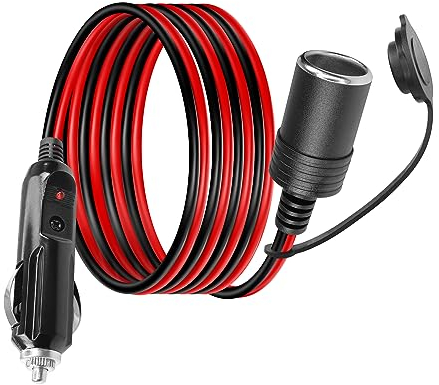12V Cigarette Lighter Extension Cord YACSEJAO 6.6FT/2M 16AWG Car Cigarette Lighter Male to Female Socket Cable with 15A Fuse for Tire Pump, Air Compressor, Cleaner, Air Compressor Pump
