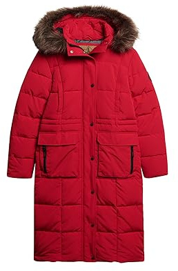 Superdry Damen Langer Everest Steppmantel Tiefrot 36