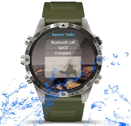 Smartwatch Damen Herren IP68 Wasserdicht Fitnessuhr Sportuhr, Bluetooth-Anrufe mit Kompass Herzfrequenz-Schlafmonitor 7 Tage Lange Akkulaufze Itmehrfach Sportmodi, für IOS Android Grün