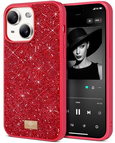 BEZ Case for iPhone 13 Case, with Bling & Co. Series, Sparkle Diamond Crystal Bling Case Cover Compatible with iPhone 13, Scarlet Red