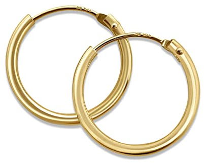 Mary & Jules Creolen Gold aus 925 Sterling Silber, schlichte, feine Damen Ohrringe Gold, Echtschmuck, Creolen Silber vergoldet, Ohrstecker für Frauen und Mädchen, aus recyceltem Silber