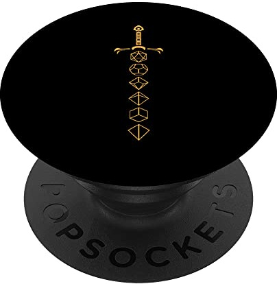 BCC Würfel Dice Sword Vintage Retro Tabletop RPG Role Play Game PopSockets Klebender PopGrip Schwarz Smartphone