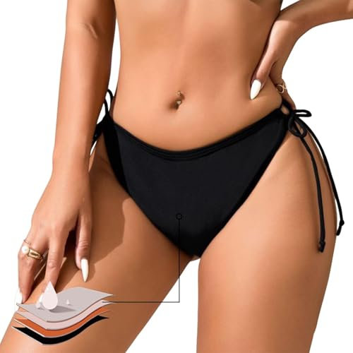 Runmeihe Costume Bagno Mestruale Donna, Costumi Assorbenti per Ciclo per Bikini, Biancheria Intima Mestruale a Prova di Perdite (IT, Numero, 40, 42, Regular, Regular, Black)