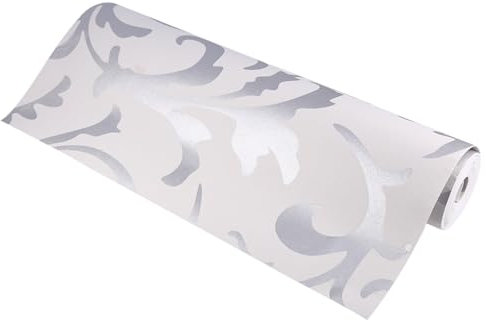 Cocoarm Silver Wallpaper - Luxury 3D Embossed Nonwoven Wallpaper for Living Room, Bedroom, Dining Room, Stairs