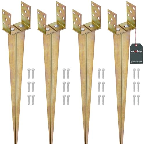 KOTARBAU® Set di 4 manicotti a U, 0 – 125 mm, larghezza regolabile per colla, in acciaio zincato, per pali in legno, ancoraggio a terra