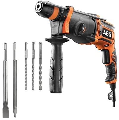 AEG - Perfo-Burineur Sds-Plus 24 mm 800 Watts, 2,7 Joules, Perçage dans le Béton 24 mm/Bois 30 mm/Métal 13 mm, Livré avec 3 Forets et 2 Burins - KH24IXE Kit1
