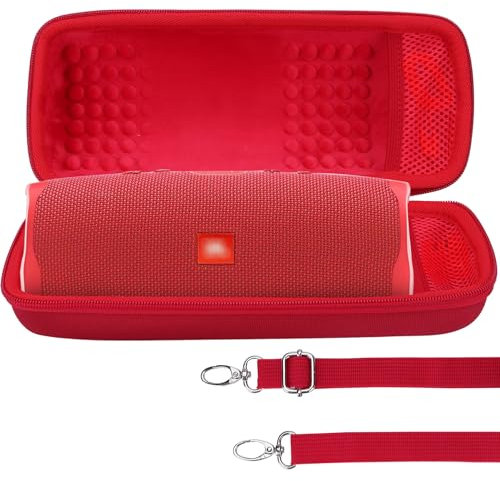 Lebakort Hard Case Compatible with JBL Charge 5 Charge 4 Waterproof Speaker (Red Case)