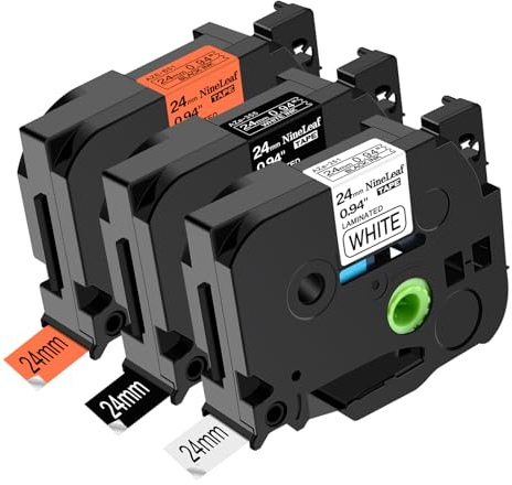 NineLeaf 3 x Kompatible Laminiert 24mm 0,94 Schriftband als Ersatz für Brother TZ TZe-251 Tze-355 Tze-B51 Bunt Bänder für P touch Cube P710BT D600VP P700 P750W 2430 2730 Etikettendrucker