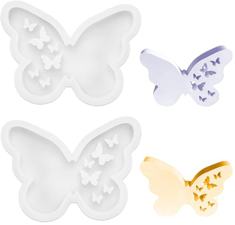 Homefantasy 2 Piezas Molde en Forma de Mariposa, Mariposa de Silicona, Silicona de Molde,Molde de Yeso para Fundición,Molde de Silicona,Para la Fabricación de Velas, Decoración Artesanal DIY