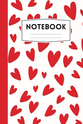 Notebook con cuori rossi- pagine a righe