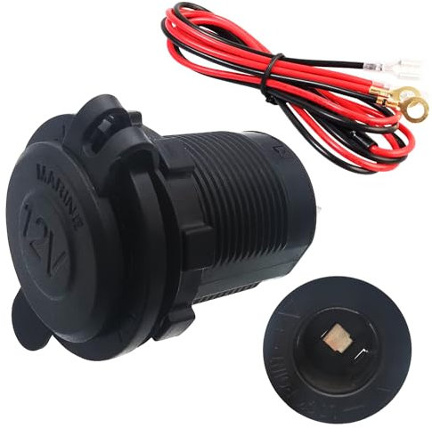 Cigarrillos Outlet, Dujelixa 1 PCS Enchufe Adaptador Hembra Impermeable Soporte para Puerto de Carga para automóvil y Motocicleta con Fusible de 60 cm para Universal 12-24 V Coche Barco Motocicleta