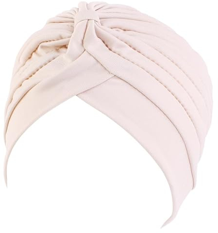 SMTCM Turban für Frauen Plissierte Beanie-Mütze Weicher Kopfbedeckung für Krebskranke Chemo-Beanie-Schal Haarausfall-Hut Indischer Hut Schlafmütze Vintage einfarbig Unisex Turban Kopftuch mit Knoten