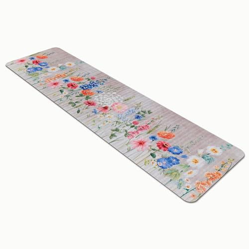 Comart - Tappeto Cucina Austin - Impermeabile - Antiscivolo - Antimacchia - Lavabile in Lavatrice - Passatoia in Poliestere - per Corridoio e Cucina - Made in Italy - Fiori Primavera - 50x230 cm