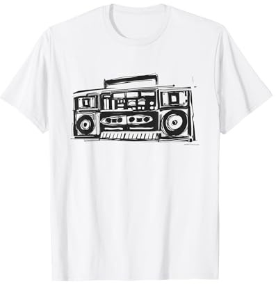 Flawless Boombox Stereo Line Art 80's Hip Hop Street Retro C T-Shirt