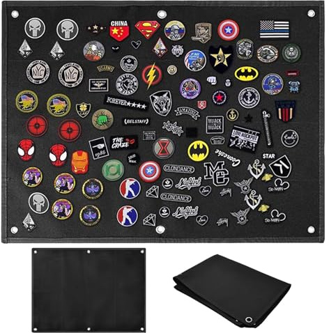Patches Klett, Taktische Militär Patch Holder, Wand Klettfläche Klettmatte Taktische Patch-Display-Tafel Board Organizer Display Tafel Mit Ösen für Aufklebern Stempeln Abzeichen (Schwarz 60x45cm)