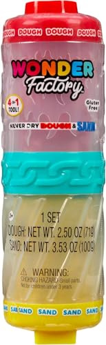 Wonder Factory Never Dry Dough und Sand Starter Set - 1 Tube mit 104 ml Sand & 1 Tube mit 74 ml Knete, Trocknet Nicht Aus, Glutenfrei, Kreatives Spielzeug für Kinder, Unendliche Spielmöglichkeiten