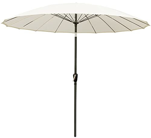 OWOHYG Sonnenschirm für den Garten, für die Terrasse, mit Kurbel, cremefarben, 2,7 m