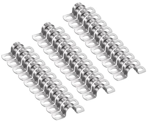 sourcing map 20pcs 3/4 Inch 20mm Conduit Clamps, M20 U Tube Pipe Clamp, Stainless Steel Rigid Pipe Strap, U Shaped Bracket with Two Hole for Pipe Tube Hose Wire Cord Fixing, Thickened