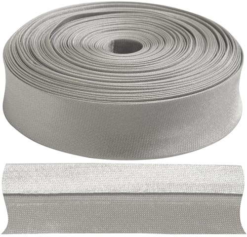 AERZETIX - C77294 - Cinta al sesgo plegada 9 metros x 15mm - en poliéster - color gris claro