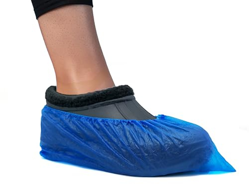 Einweg Schuhüberzieher Blau 15x36 cm – Latexfrei, Wasserdicht, Rutschhemmend, CPE Material, Ideal für Medizin, Handwerk, Haushalt & Outdoor Schutz (100)
