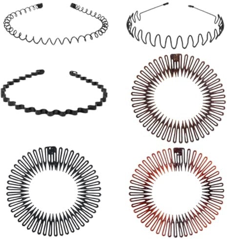 6 Stück Haarbänder Elastische Haarbänder Rund Elastisch Kunststoff Nahtlos Zickzack Haarbänder Elastische Stirnbänder Sport Haarbänder für Frauen Mädchen