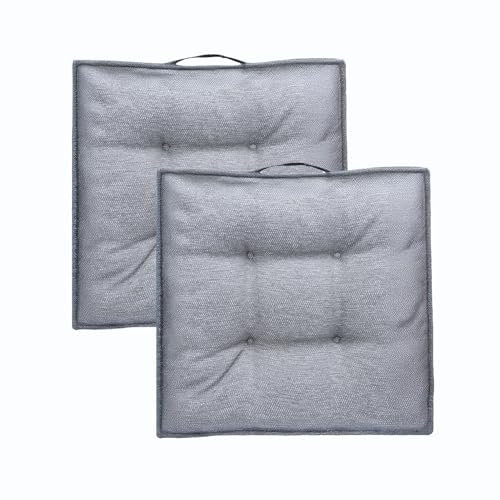 INSPINOVIA Outdoor Stuhlauflagen Stuhlkissen | Wasserabweisende Sitzkissen für Wohn- & Außenbereich | 2er, 4er & 6er Sets | Gartenkissen | Lounge Kissen | 4er Steppung | 40 x 40 cm (Grau, 2er Set)