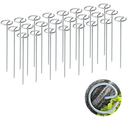 Quibbay 200 Stück Kreisklammern, 11 Gauge Landschafts-Stoffstifte, 15,2 cm Gartenstecker für Landschaftsbau, verzinkte Landschafts-Stoffpfähle, robuste Bodenpfähle für Rasen-Unkrautbarriere