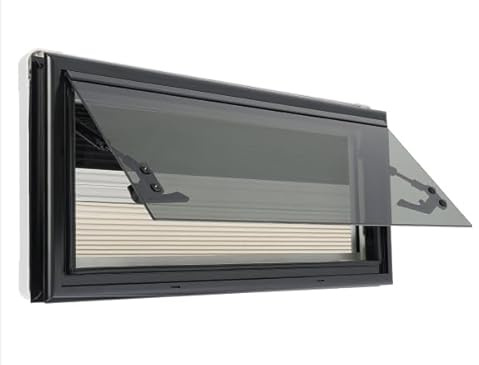 Ausstellfenster Wohnmobilfenster mit Integriertem Rollo und Fliegengitter, Wohnwagen Fenster Seitenfenster Wohnmobil Fenster, RV Externes Push Fenster für Wohnwagen Van Camper (700x300mm)