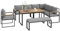 Outsunny Outdoor Eck-Gartenmöbel für 9 Personen aus Stahl mit 3 2-Sitzer-Sofas, Sessel, Bank und 1 Latten-Couchtisch, inkl. Kissen, Gartenmöbel Terrasse Patio, grau