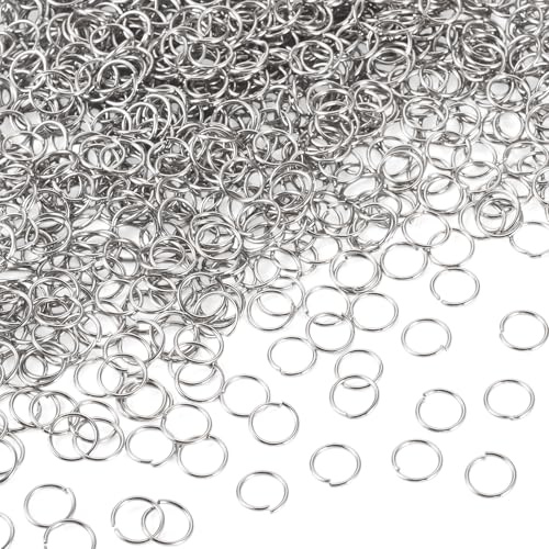 PandaHall Lot de 1500 anneaux ouverts en acier inoxydable de 10 mm - Pour fabrication de boucles d'oreilles, colliers, bracelets, chaînes à maillons, porte-clés