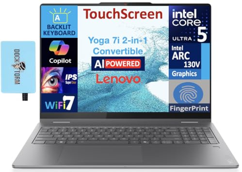 Lenovo Yoga 7i Copilote AI 2 en 1 + écran tactile 2K pour ordinateur portable 16 (Intel Ultra 5 Series 2, 16 Go LPDDR5X, SSD PCIe M.2 2 To, KB rétroéclairé, empreintes digitales, 2 To 4, Win 11 Pro