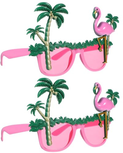 UKCOCO 2 Stück Flamingo Partybrillen: Rosa Partybrille Hawaii für Weiblich - Lustige Hawaiianische Fotorequisiten für Luau Party, Sommer Strandparty, Karneval, Kostümpartys