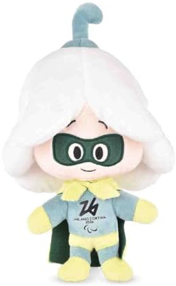 Doudou et Compagnie - JO Milano Cortina 2026 – Peluche Officielle Super FLO (Cape) Toute Douce – Collection Flo Paralympique - Ami des Mascottes Tina & Milo des Jeux Olympiques d’Hiver – 20 cm