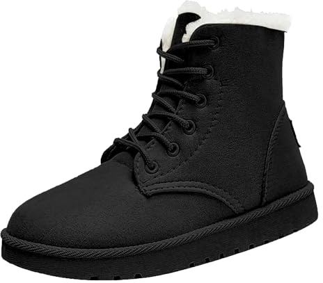 Wide Fit Ladies Boots Winter Boots for Women UK Wide Fit, Waterproof Ankle Snow Booties with Non-Slip Ice Traction, Thermal Faux Fur Lining & Side Zipper Ladies Ankle Fit